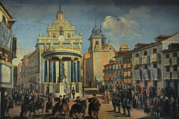 Embellishment of the Puerta del Sol on the occasion of the entry into Madrid of Charles III.