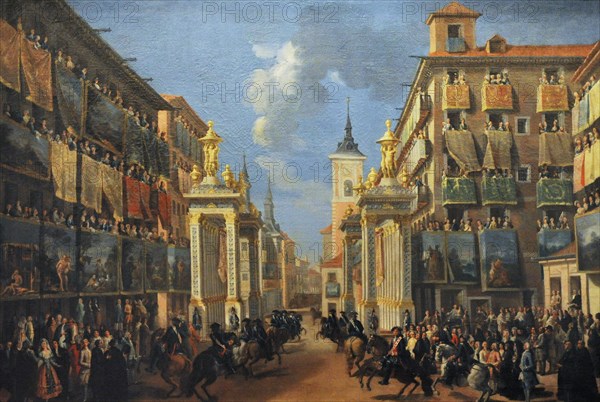 Embellishment of the Platerias Street on the occasion of the entry of Charles III in Madrid.