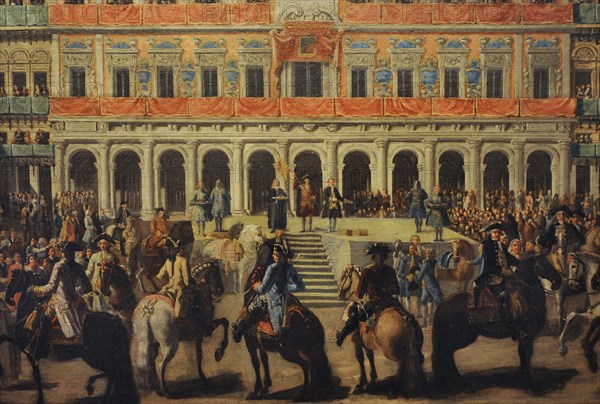 Embellishment of the Plaza Mayor on the occasion of the entry of Charles III in Madrid.