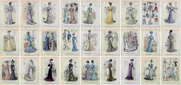 Covers of the supplement to the magazine Fashion Courier circa 1899