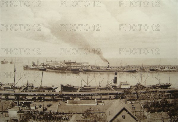 View of habor or docks in Odessa Ukraine circa early 1900s