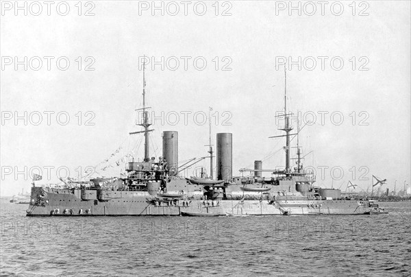 Imperial Russian battleship Slava in Kronstadt circa 1910