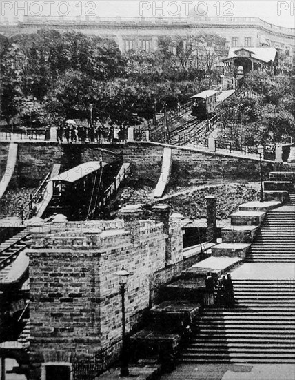 Odessa Funicular in Odessa Ukraine circa early 1900s