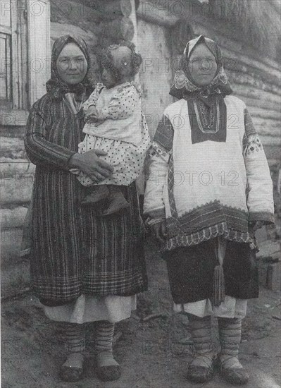 Russian women in folk costume circa  before 1917