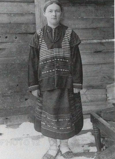 Russian woman in folk costume circa  before 1917