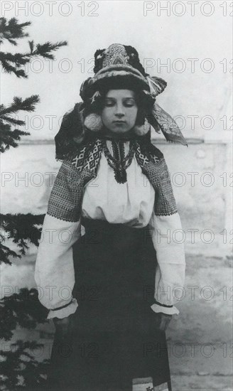 Russian woman in folk costume circa  before 1917