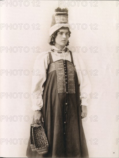 Young Russian woman in traditional cultural dress from Southern Russia