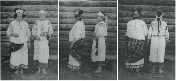 Russian women in folk costumes circa  before 1917