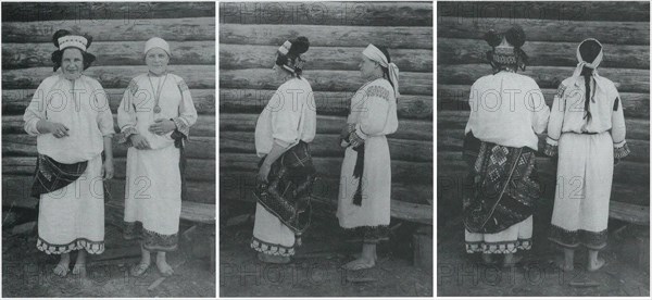 Russian women in folk costumes circa before 1917
