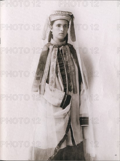 Traditional Dress of young Russian woman in Tula Province area of Russia