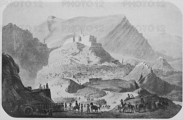Russian troops in front of Bayazet in Turkey in 1854 circa printed 1915