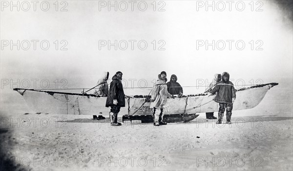 Eskimo Whaling Boat To Sea