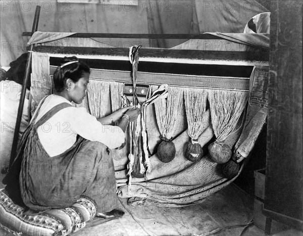 Chilkat Woman Weaving