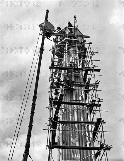 Lindbergh Beacon Hoisted Up