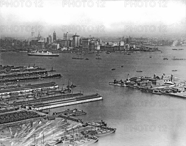 New York Harbor With Ellis