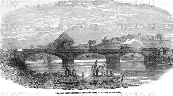 New Iron Railway Bridge Over River Taw, Near Barnstaple.