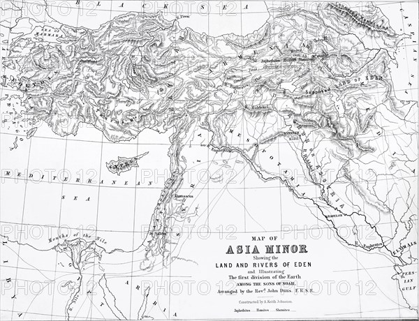 Map Of Asia Minor Showing Rivers Of Eden.