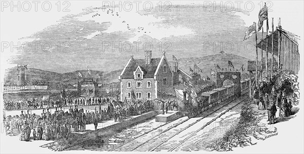 Opening of the North Devon railway, arrival of the train at Barnstaple.