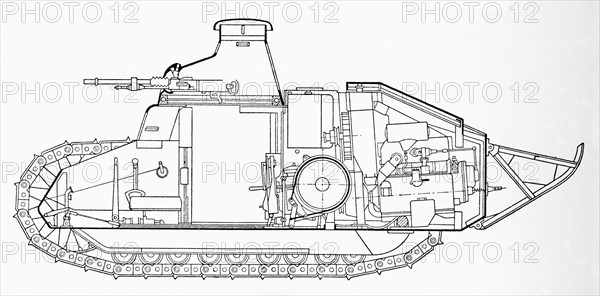 A Renault FT, frequently referred to in post-World War I literature as the "FT-17", "FT17"or Mosquito tank, French light tank.