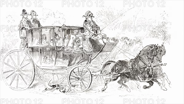 A 19th century horse drawn carriage.