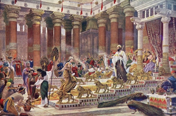 The visit of the Queen of Sheba to King Solomon.