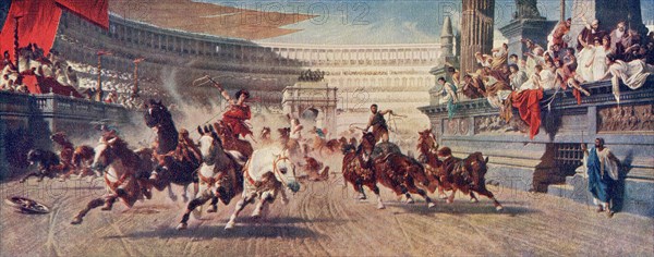 A Roman chariot race.