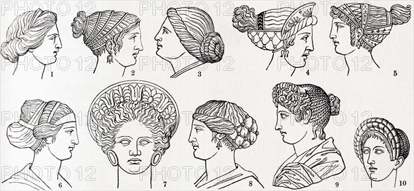 Numbers 1-8 Greek hairstyles.