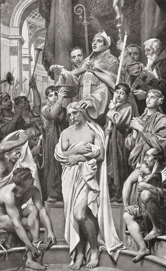 The baptism of Clovis in Rheims, France.