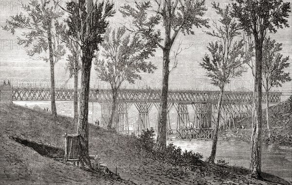 First railway bridge over the Bremer River.
