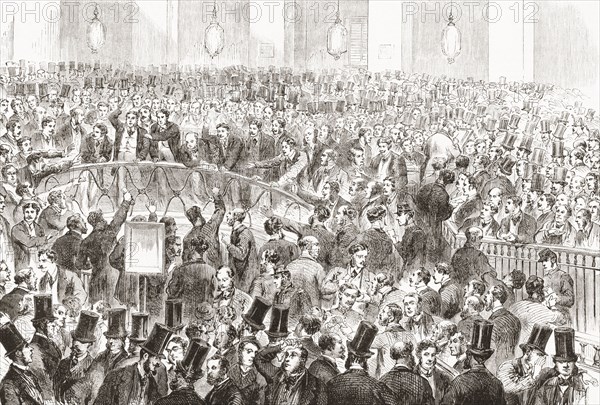 Stockbrokers basket trading in the French Stock Exchange.