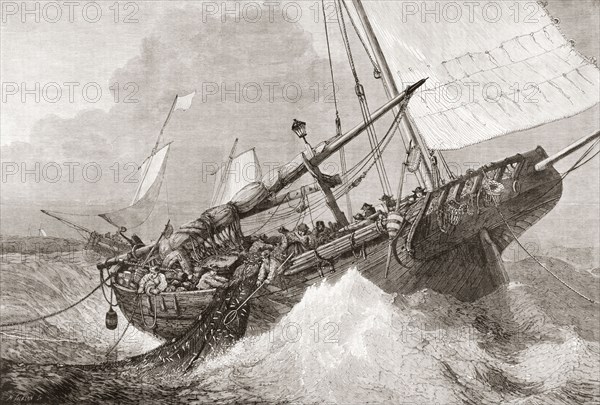 Herring fishing in the north sea in the 19th century.