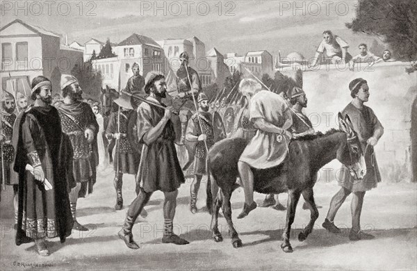 Constantine II paraded through the Hippodrome of Constantinople on a donkey and later beheaded.
