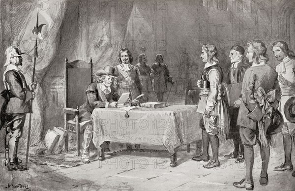 Swiss envoys appealing to Oliver Cromwell for help for the Waldenses aka Waldensians.