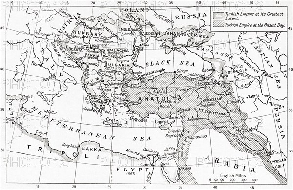 Map of Turkey at the outbreak of WWI.