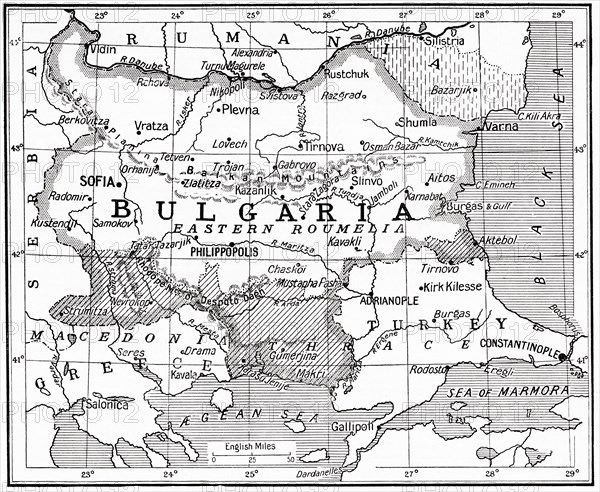 Map of Bulgaria at the outbreak of WWI.