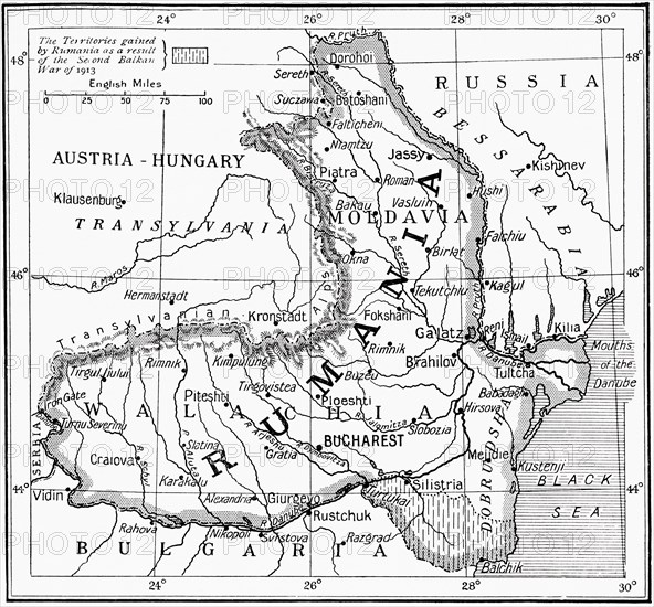 Map of Romania at the outbreak of WWI.