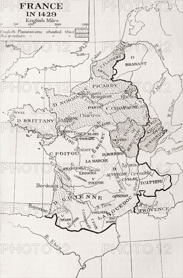 Map of France in 1429.