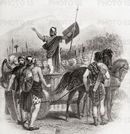 Calgacus addressing his army before the Battle of Mons Grampius.