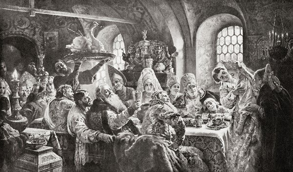 A 17th century Russian wedding feast.