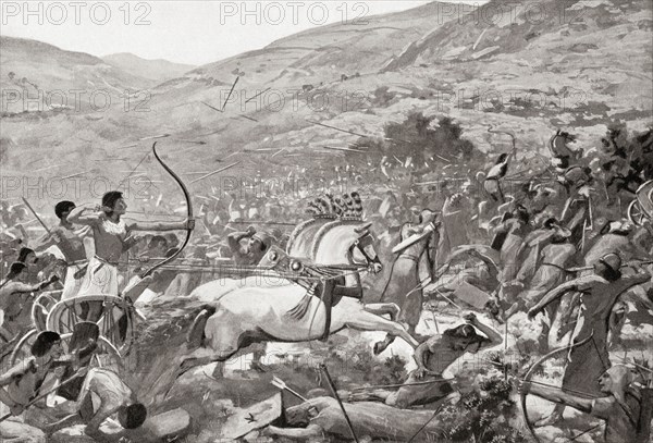 Seti I attacking the Syrian town of Kadesh.