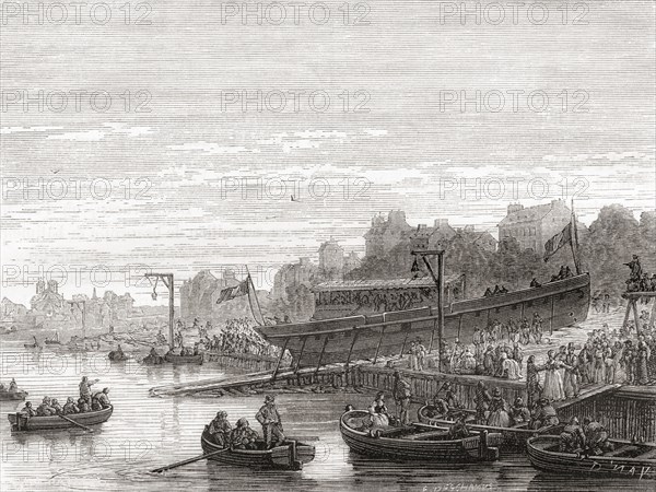 The launching of Claude de Jouffroy d'Abban's steamboat Charles-Philippe in 1816.