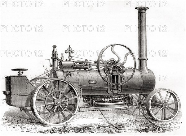 A 19th century John Fowler steam driven ploughing or traction engine.