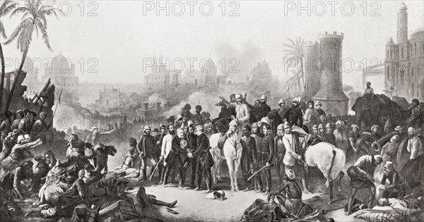 The meeting of Sir Colin Campbell with Havelock and Outram at the second relief of Lucknow.
