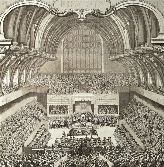 The trial of Simon Fraser, Lord Lovat in Westminster Hall.