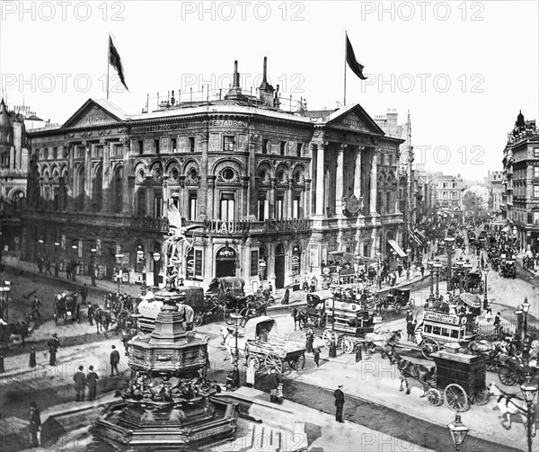 Horses and carts lining the streets as smartly-dressed Londoners clad in dark coats go about their business.