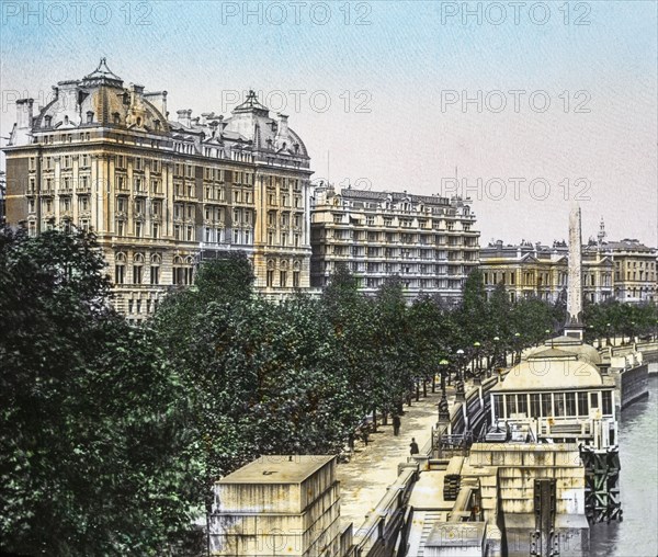 Looking along the Thames to the Savoy and Cecil hotel.