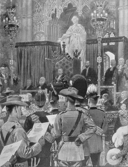 Conferring the freedom of the City of London on the City Imperial volunteers at Guildhall.