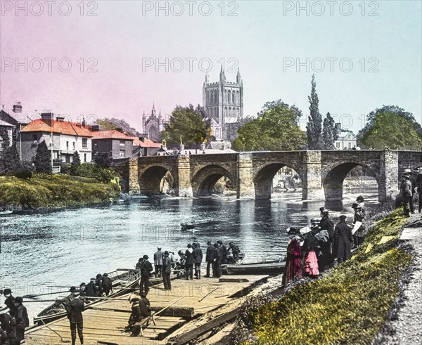 Hereford Cathedral from the river Wye.