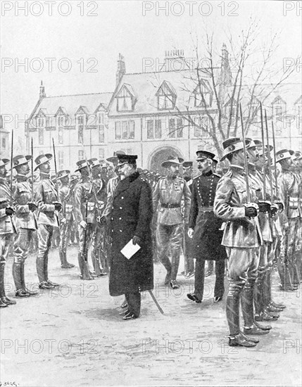 Prince of Wales inspecting the Imperial Yeomanry for service in South Africa at Albany Street Barracks.