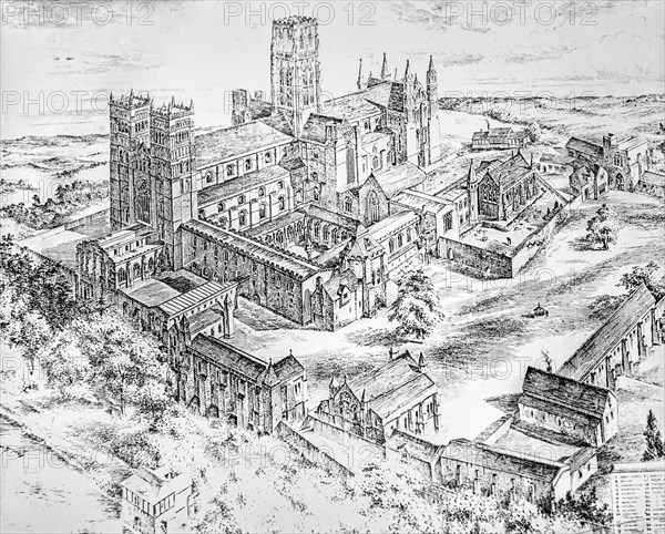 Durham Cathedral and Monastic buildings as it was.